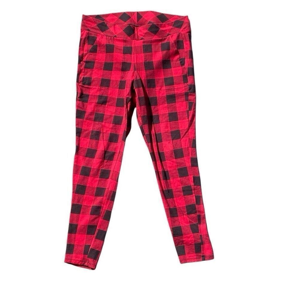 Torrid Full-Length Pocket Legging Red Buffalo Plaid Size 0 Large 32” Waist